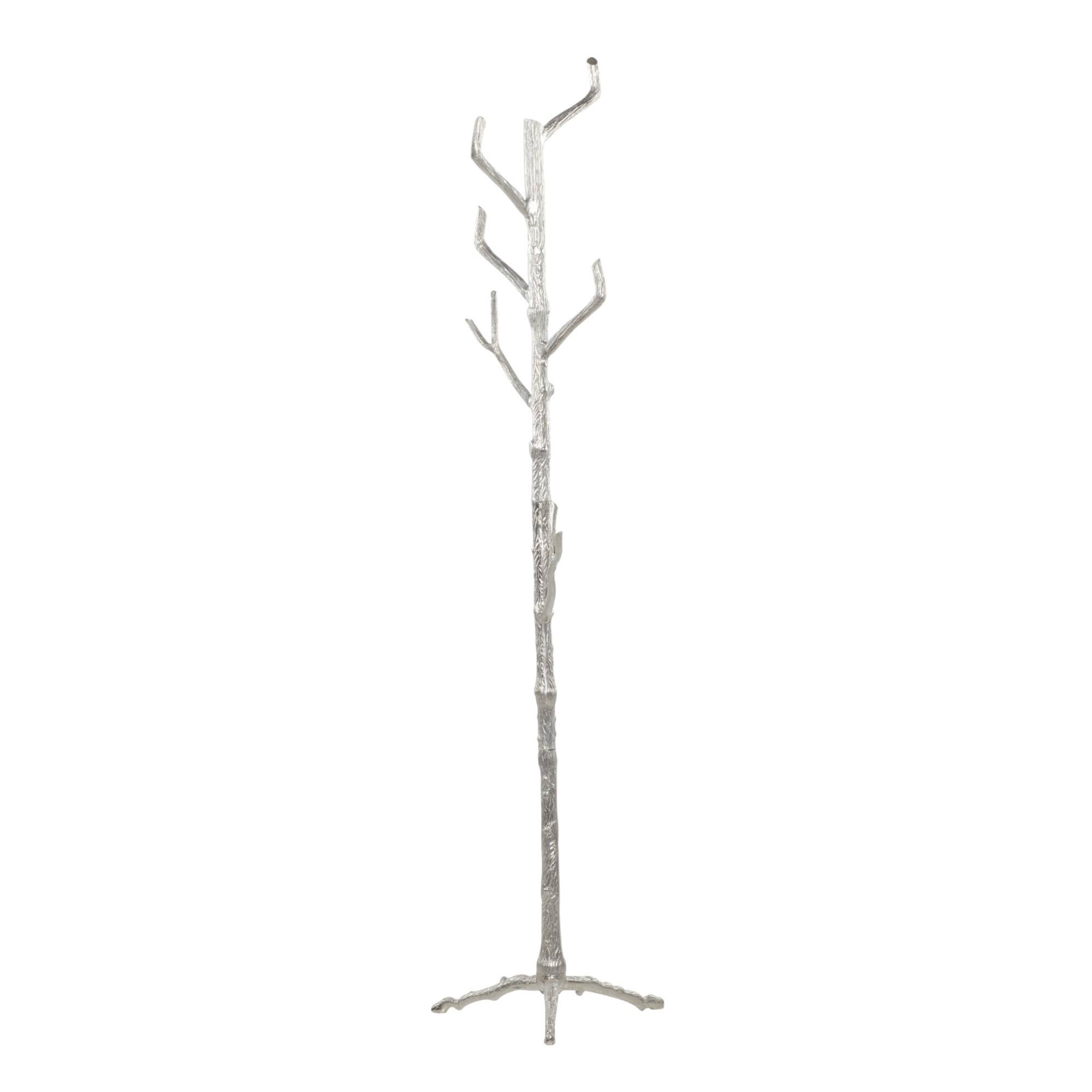 Silver Aluminum Eclectic Coat Rack, 71" x 17" x 17"
